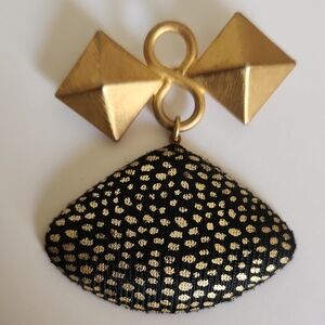 Vintage Marcy Feld Gold and Black Geometric With Drop Fan Brooch